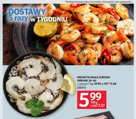 Krewetki białe surowe obrane 30-40 promocja w Selgros
