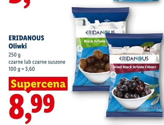 Oliwki czarne suszone Eridanous promocja w Lidl