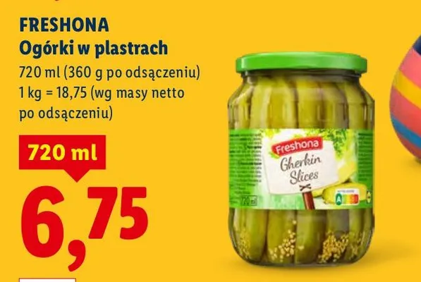Ogórki w plastrach promocja w Lidl
