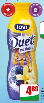 Jogurt pitny jagoda wanilia Duet promocja w Dino