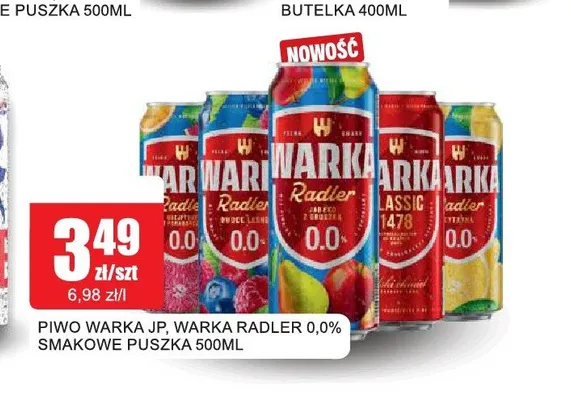 Piwo bezalkoholowe Warka Radler Cytryna promocja w Bingo