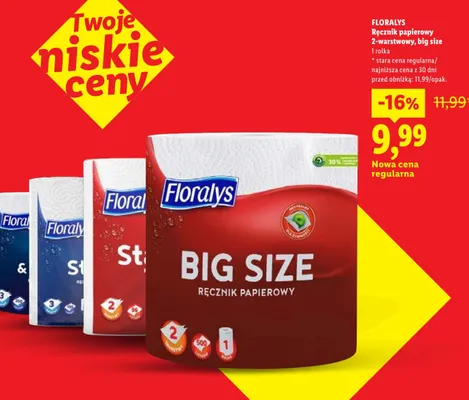 Ręcznik papierowy Floralys 2-warstwowy big size promocja w Lidl