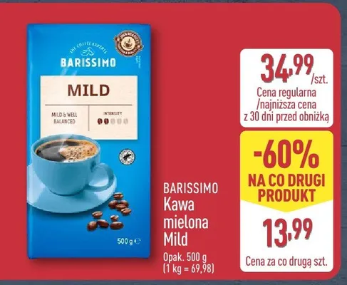 Kawa mielona Barissimo Mild promocja w Aldi
