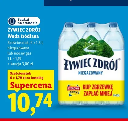 Woda źródlana niegazowana Żywiec Zdrój 6-pak promocja w Lidl
