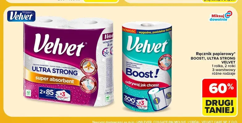 Ręcznik papierowy Boost! 3-warstwowy Velvet promocja w Carrefour