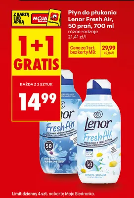 Płyn do płukania Fresh Air, różne rodzaje 1+1 GRATIS promocja w Biedronka
