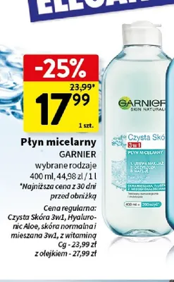 Płyn micelarny Garnier z witaminą Cg promocja w Intermarche