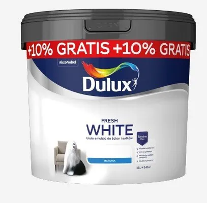 Farba biała dulux fresh white 10l + 10% gratis promocja w Castorama