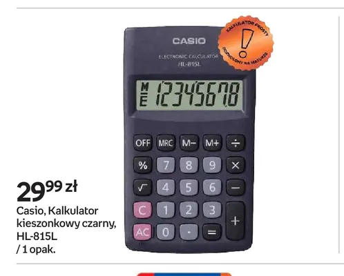 Kalkulator kieszonkowy czarny HL-815 l Casio promocja w Empik