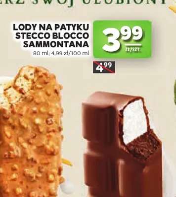 Lody na patyku Stecco Blocco Sammontana promocja w Stokrotka