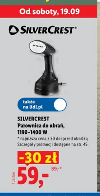 Parownica do ubrań SilverCrest 1190-1400W promocja w Lidl