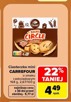 Ciasteczka mini o smaku czekoladowym Carrefour promocja w Carrefour