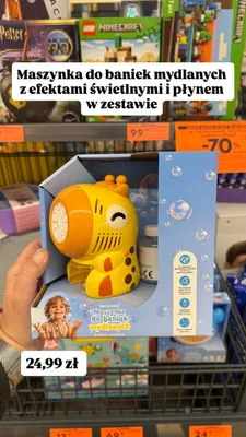 Maszynka do baniek mydlanych z efektami świetlnymi i płynem w zestawie promocja w Biedronka