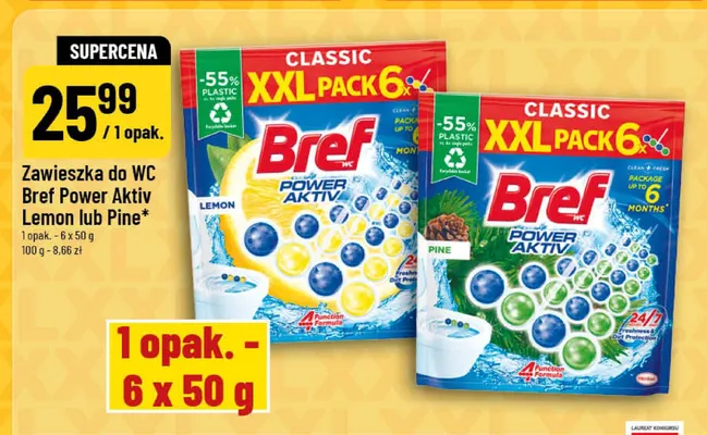 Zawieszka do WC Power Aktiv Lemon lub Pine promocja w POLOmarket