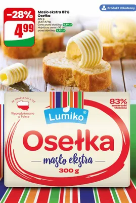 Masło ekstra 83% Osełka Lumiko promocja w Dino
