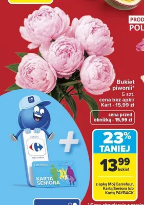 Bukiet piwonii promocja w Carrefour
