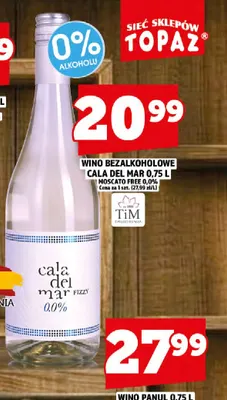 Wino bezalkoholowe Cala del Mar Moscato promocja w TOPAZ