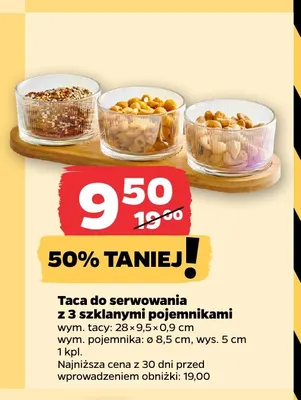 Taca do serwowania z 3 szklanymi pojemnikami promocja w Netto