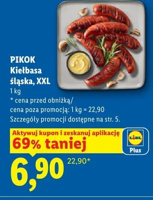 Kiełbasa śląska Pikok XXL promocja w Lidl