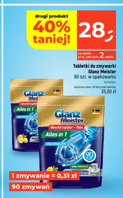 Tabletki do zmywarki Glanz Meister Alles in 1 90-pak promocja w Dealz
