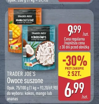 Owoce suszone ananas TRADER JOE'S promocja w Aldi