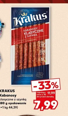 Kabanosy klasyczne z szynką Krakus promocja w Kaufland
