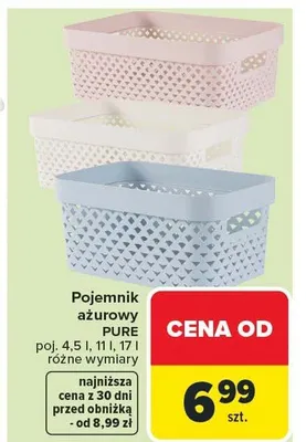 Pojemnik ażurowy PURE poj. 4,5 l, 11 l, 17 l różne wymiary promocja w Carrefour