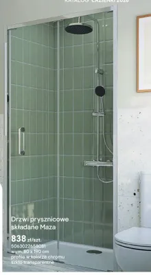 Drzwi prysznicowe składane Maza 80x190 cm promocja w Castorama