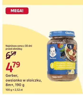Owsianka w słoiczku Gerber 8m+ promocja w Rossmann