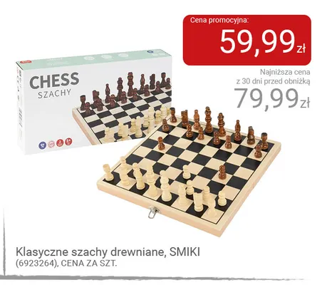Klasyczne szachy drewniane Smiki promocja w Smyk
