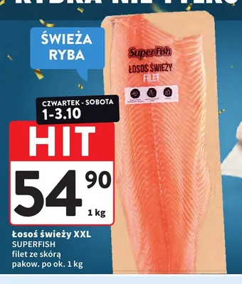Łosoś świeży XXL filet ze skórą SuperFish promocja w Intermarche