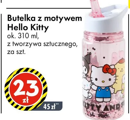 Butelka z motywem Hello Kitty ok. 310 ml, z tworzywa sztucznego promocja w Tedi