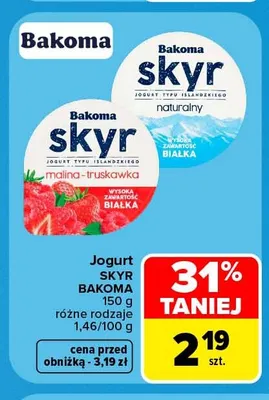 Jogurt Skyr Bakoma promocja w Carrefour