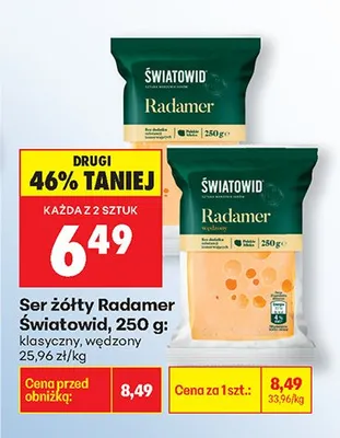 Ser żółty Radamer klasyczny, wędzony promocja w Biedronka