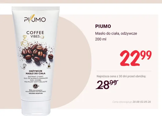 Masło do ciała odżywcze Piumo promocja w Rossmann