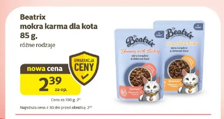 Mokra karma dla kota Beatrix Yummy with Chicken promocja w Super Zoo