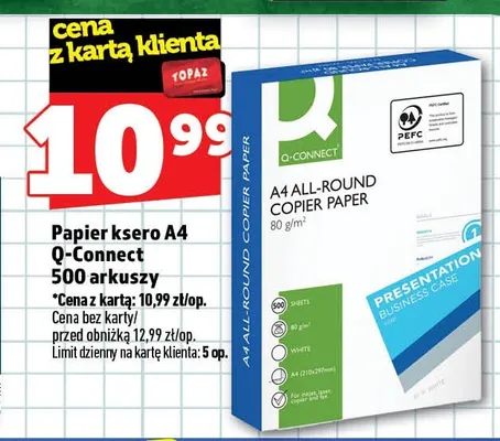 Papier ksero A4 Q-Connect promocja w TOPAZ