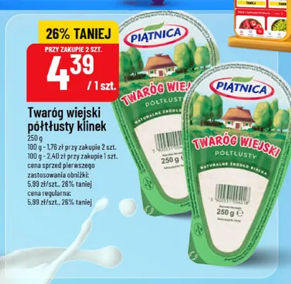 Twaróg wiejski półtłusty klinek Piątnica promocja w POLOmarket