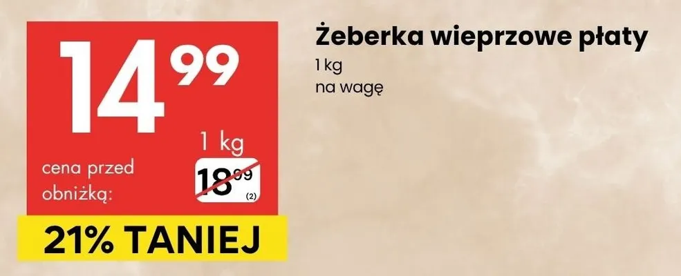 Żeberka wieprzowe płaty promocja w Delikatesy Centrum