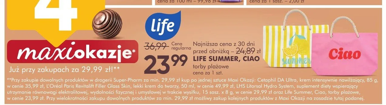 Torba plażowa Life Summer promocja w Super-Pharm