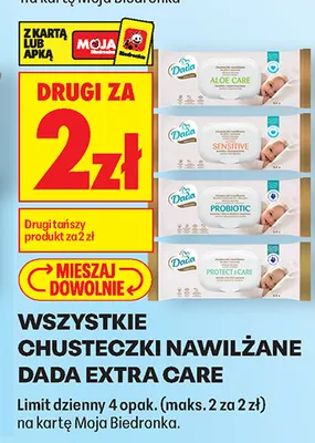 Chusteczki nawilżane Dada Extra Care Aloe promocja w Biedronka