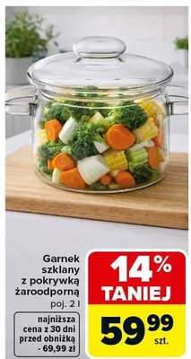 Garnek szklany z pokrywką żaroodporną promocja w Carrefour