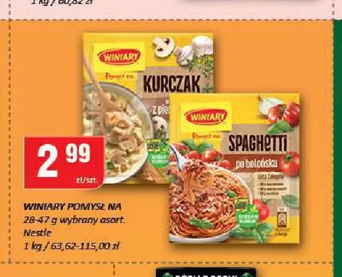 Winiary Pomysł na Spaghetti po bolońsku promocja w Chorten