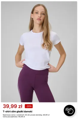 T-shirt slim gładki damski promocja w 4F