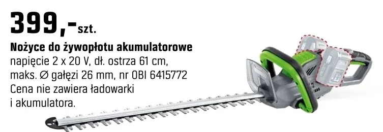Nożyce do żywopłotu akumulatorowe promocja w OBI