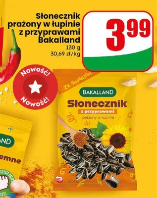 Słonecznik prażony w łupinie z przyprawami Bakalland promocja w Dino