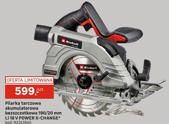 Pilarka tarczowa akumulatorowa bezszczotkowa 190/20 mm Li 18 V POWER X-CHANGE+ promocja w Leroy Merlin