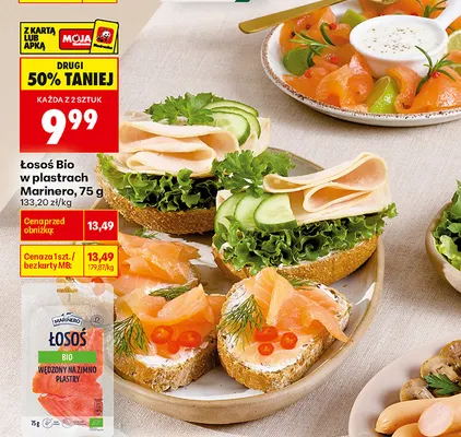 Łosoś bio w plastrach Marinero promocja w Biedronka
