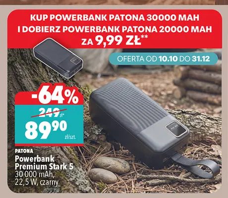 Powerbank Premium Stark 5 czarny Patona promocja w Biedronka