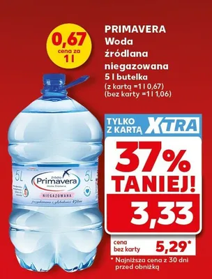 Woda źródlana niegazowana Primavera promocja w Kaufland